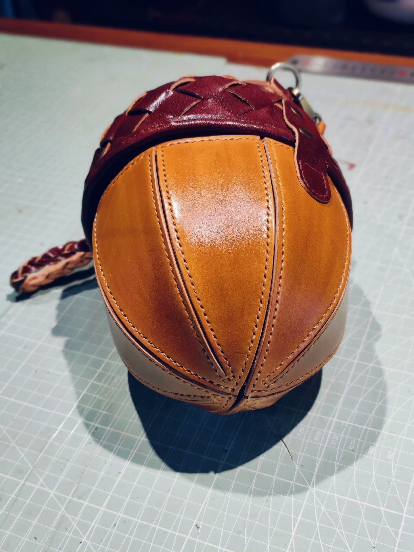 Handmade leather acorn crossbody bag