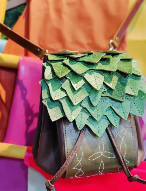 Handmade leather Forest crossbody bag