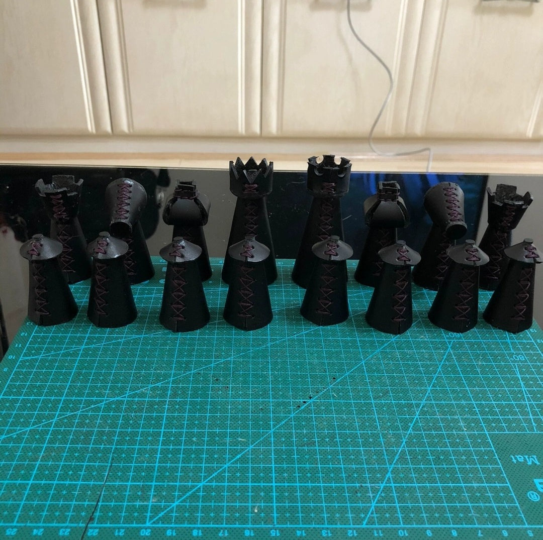 Handmade leather chess set