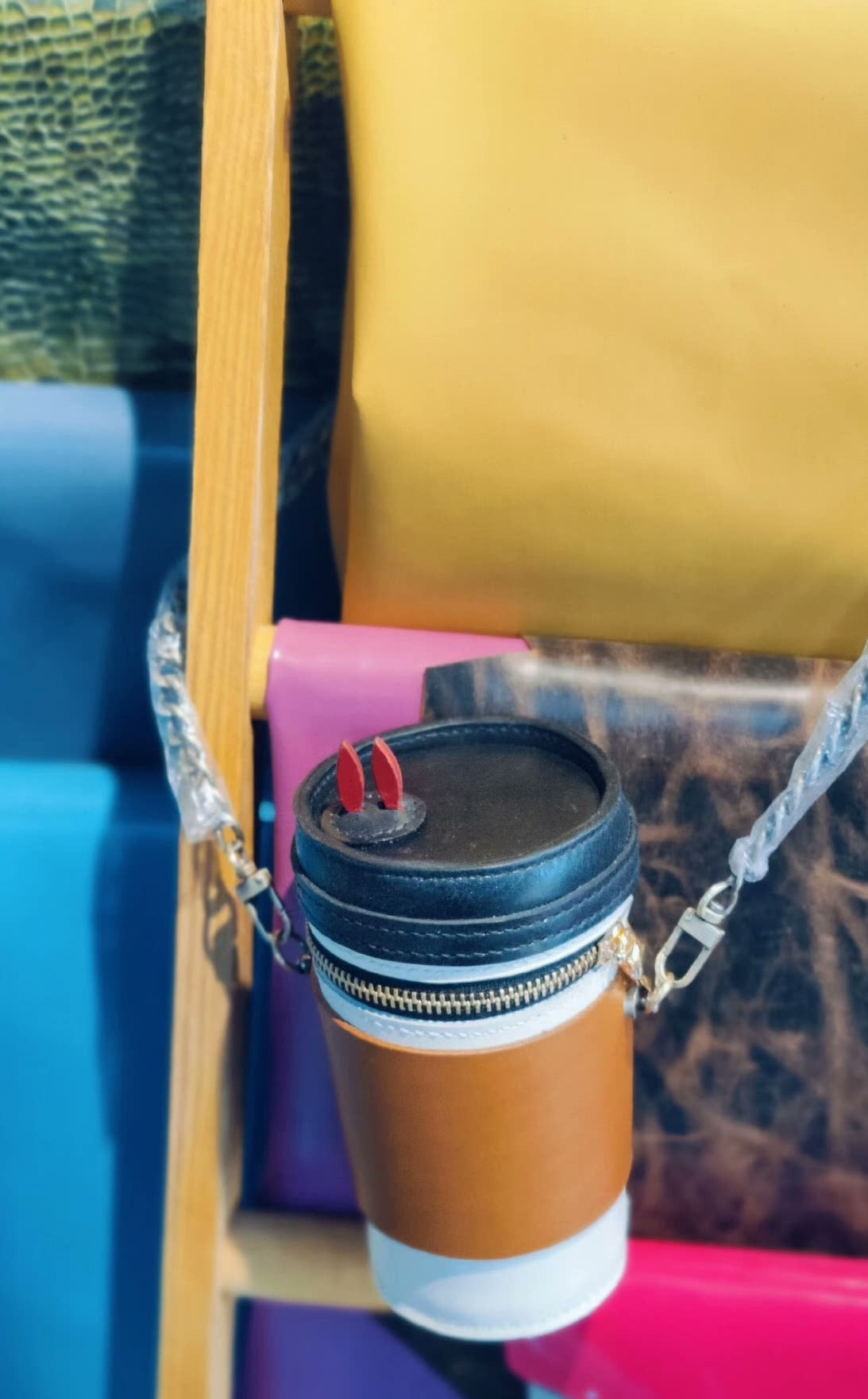 Handmade genuine leather coffee cup creative bag