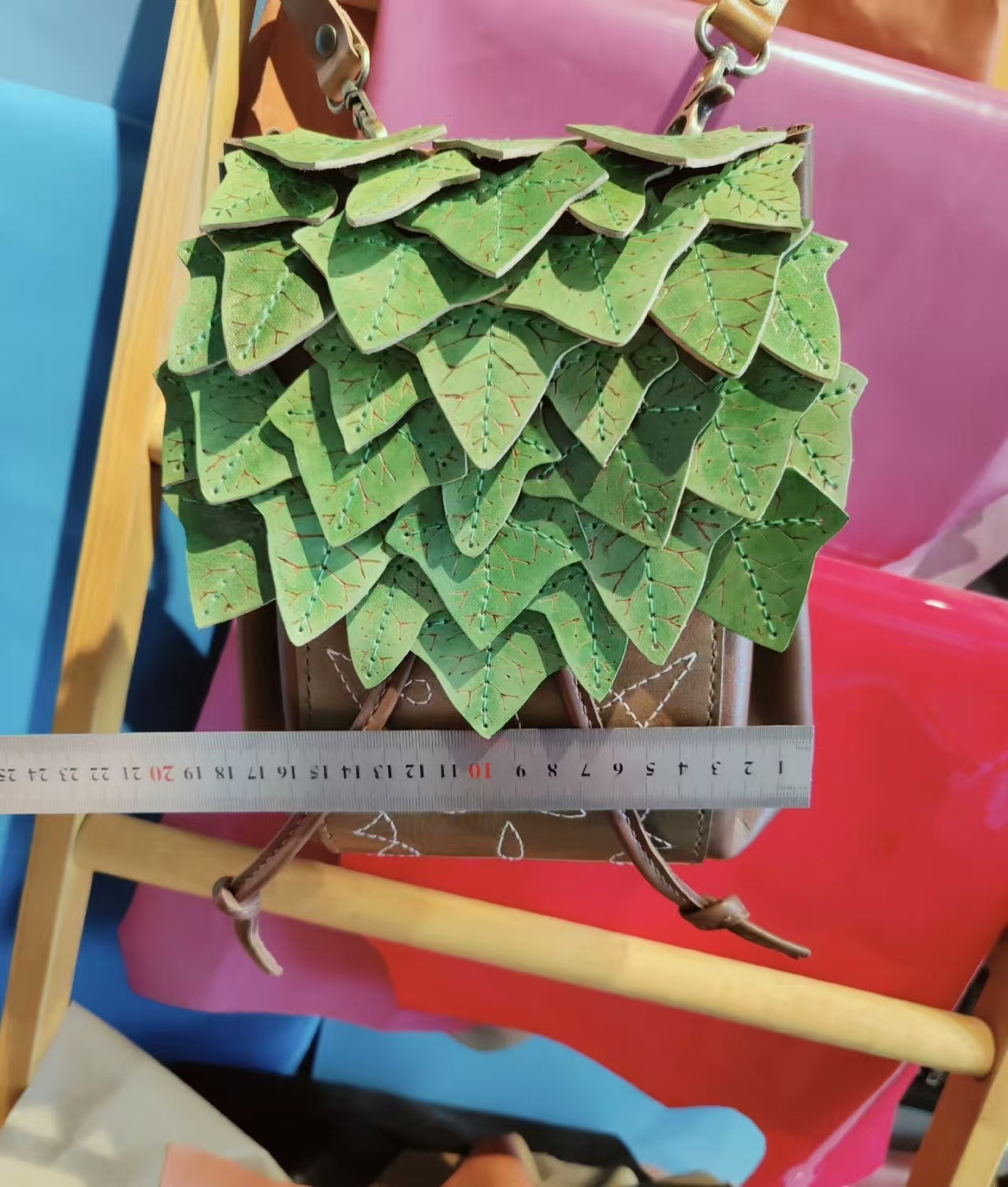 Handmade leather Forest crossbody bag