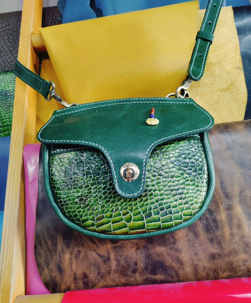 Crocodile pattern saddle bag