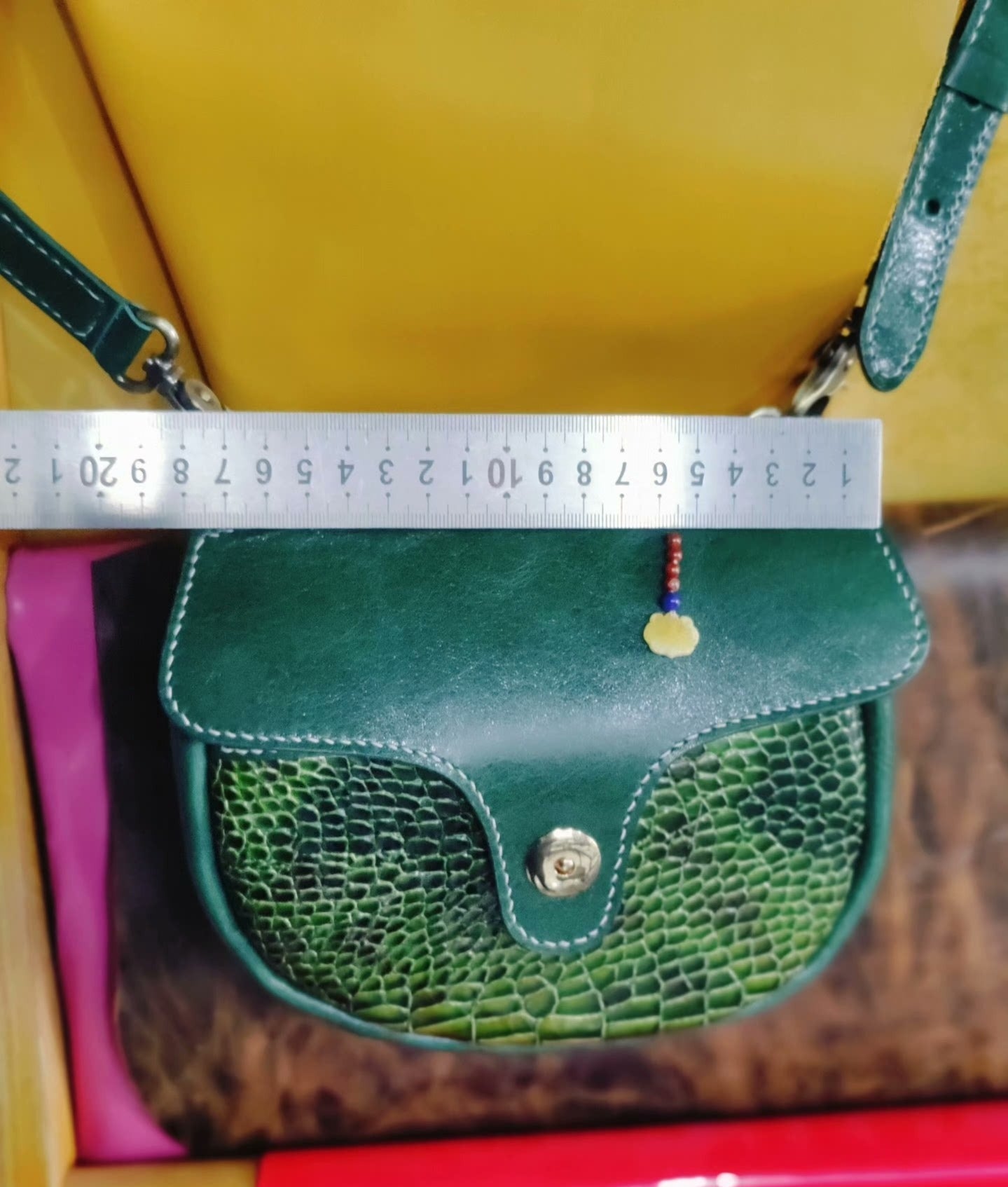 Crocodile pattern saddle bag