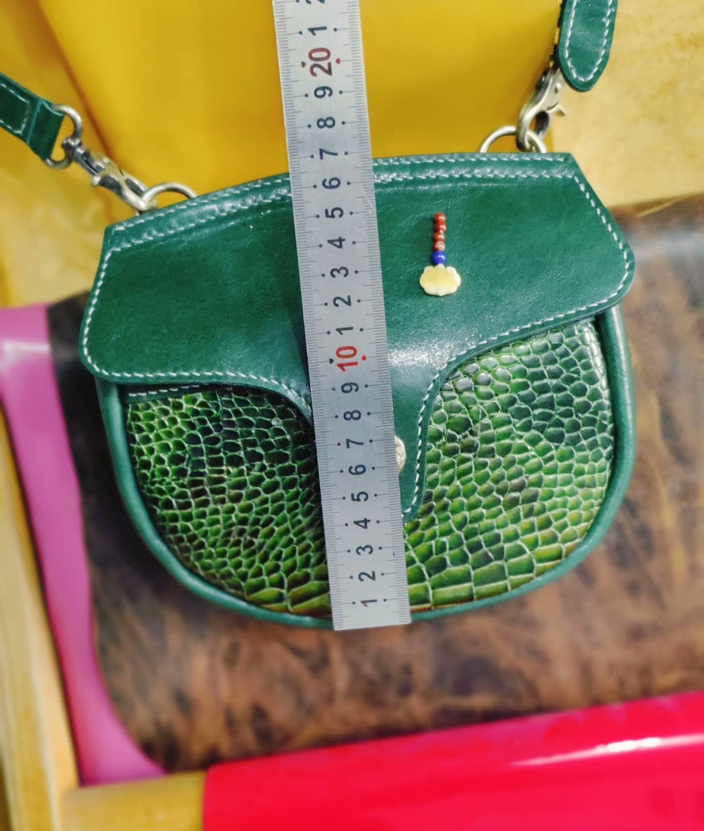 Crocodile pattern saddle bag