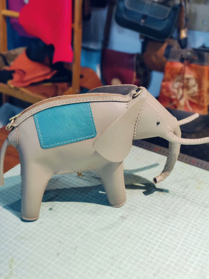 Handmade leather elephant shoulder bag