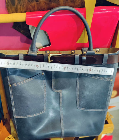 Handmade Leather Jeans Style Tote Bag