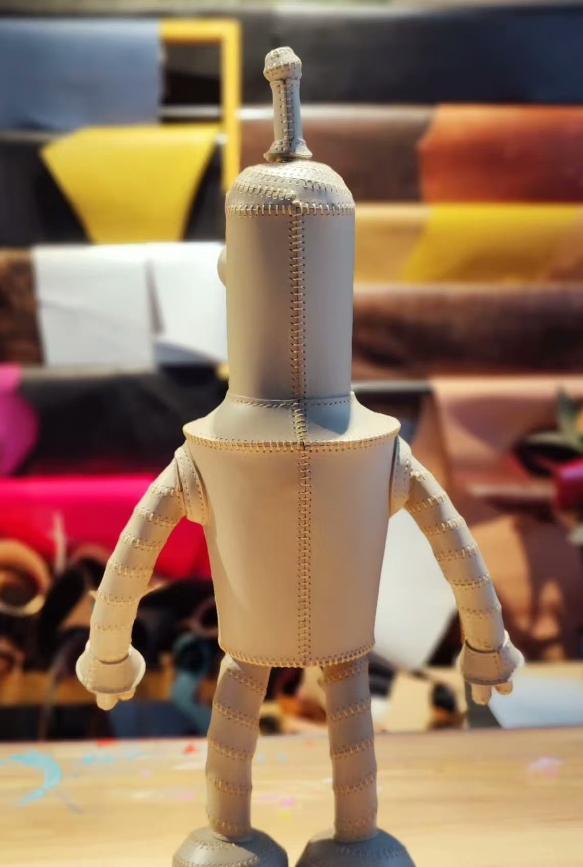 Handmade leather robot shoulder bag