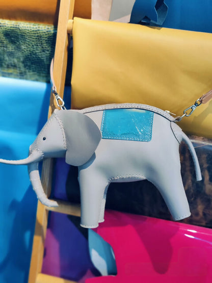 Handmade leather elephant shoulder bag