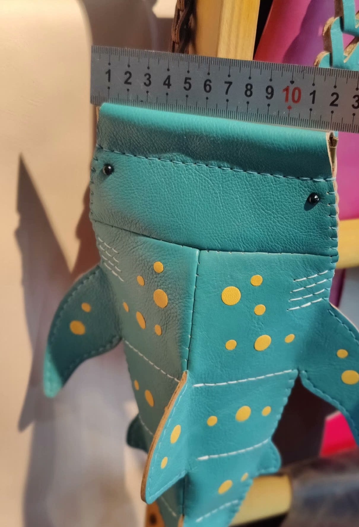 Handmade genuine leather whale shape mobile phone bag