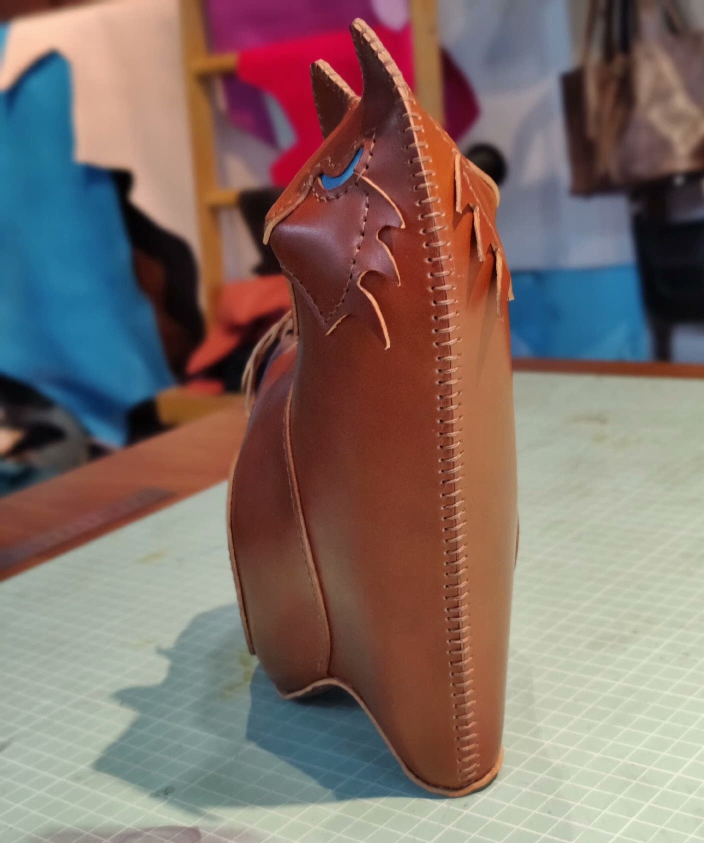 Handmade genuine leather cat creative bag