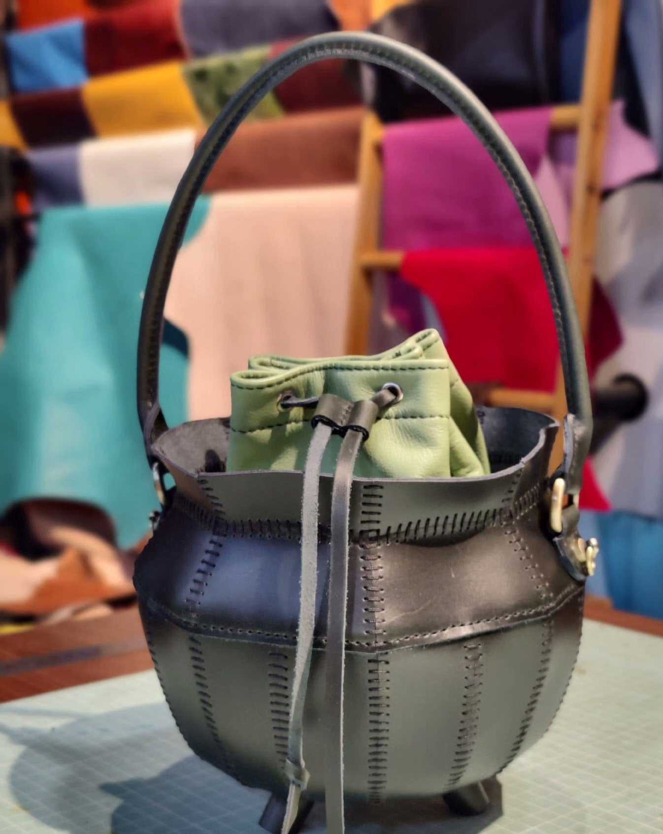Handmade Genuine Leather Witches Cauldron Bag