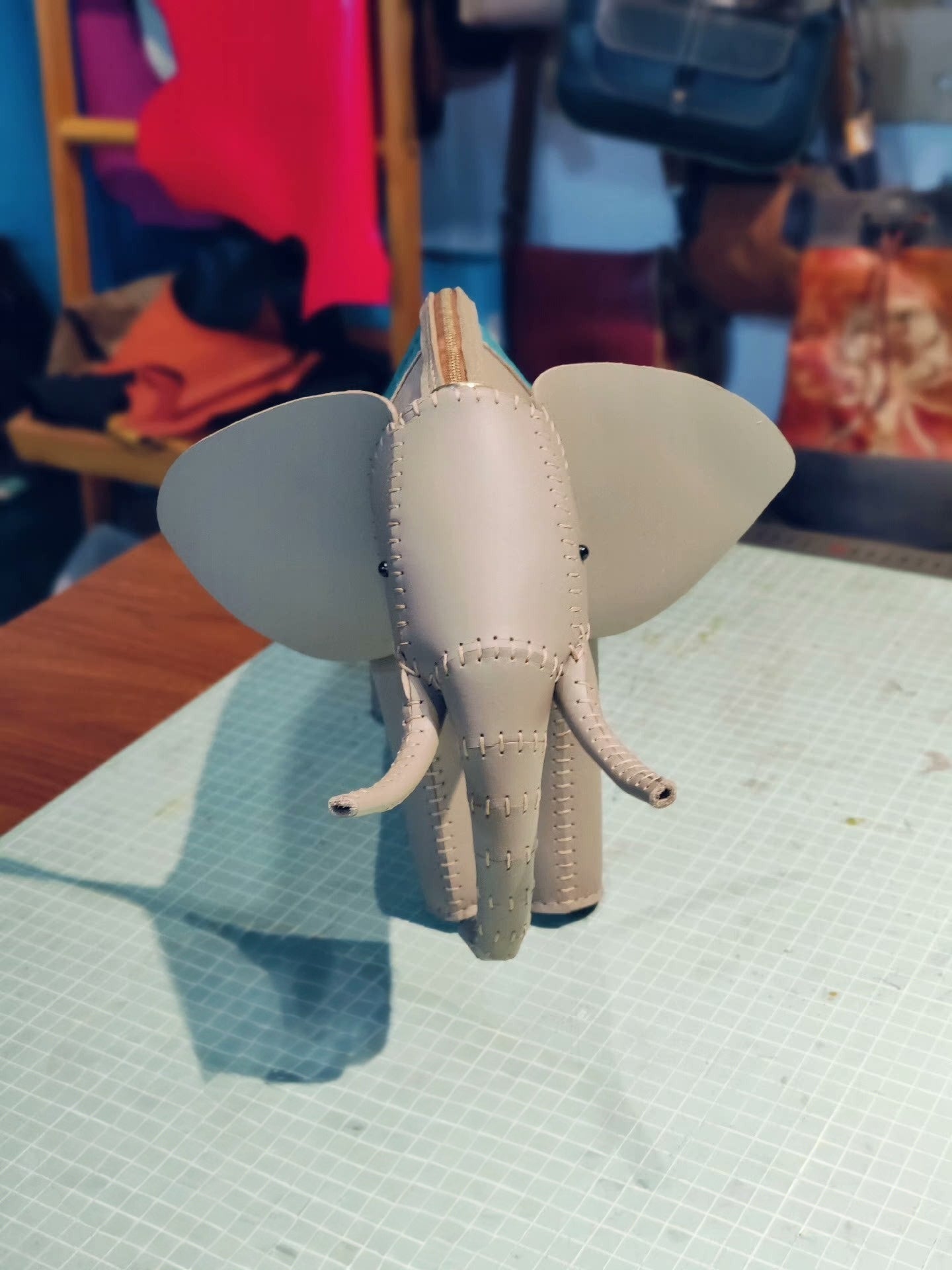 Handmade leather elephant shoulder bag