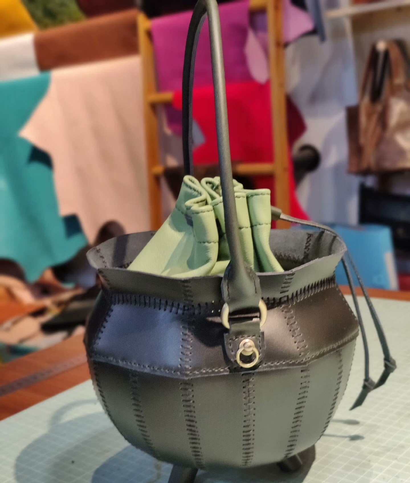 Handmade Genuine Leather Witches Cauldron Bag