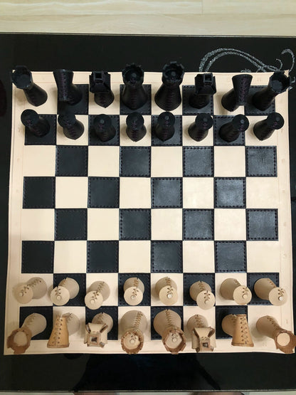 Handmade leather chess set