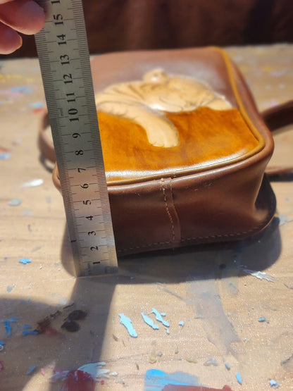 Handmade leather cute tiger chest bag