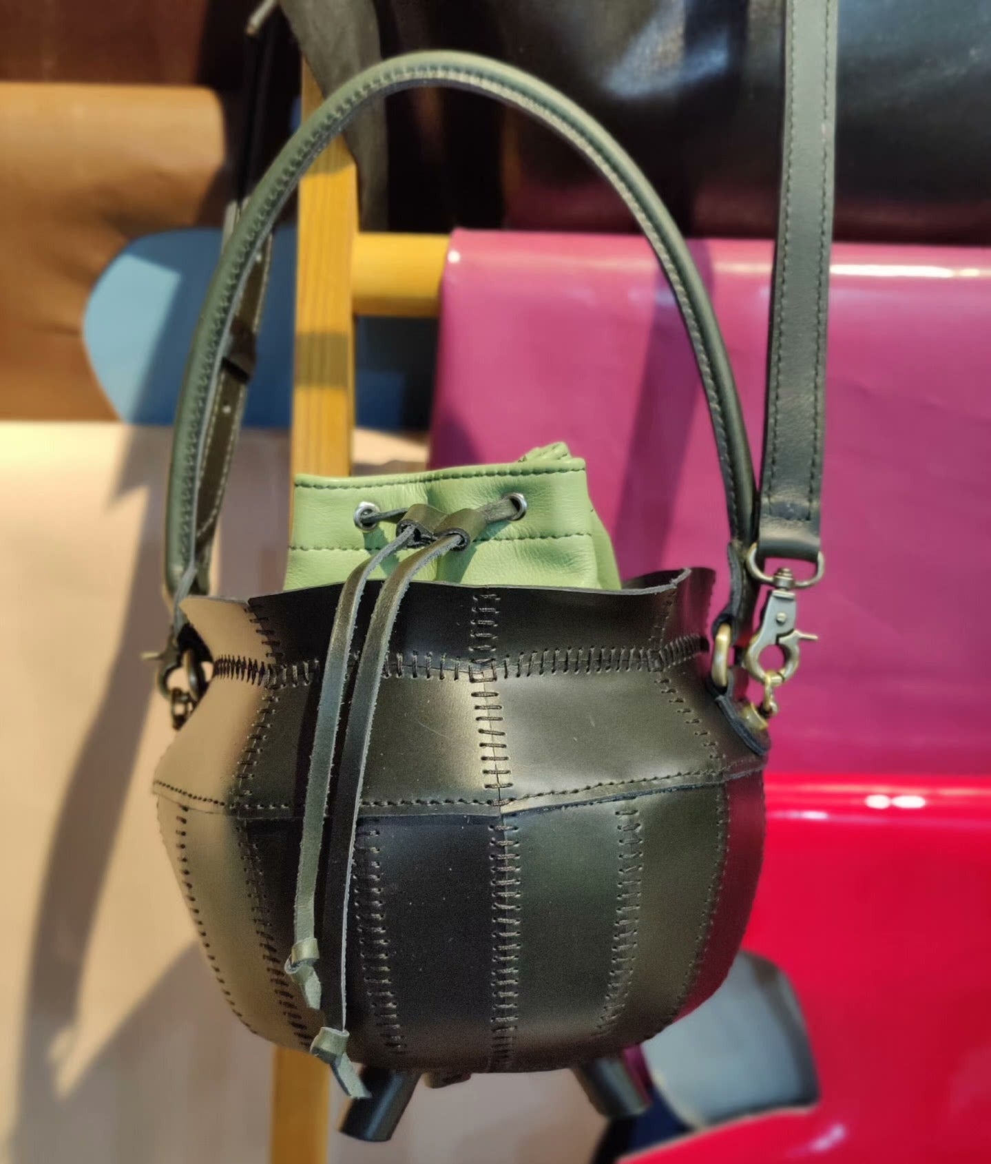 Handmade Genuine Leather Witches Cauldron Bag