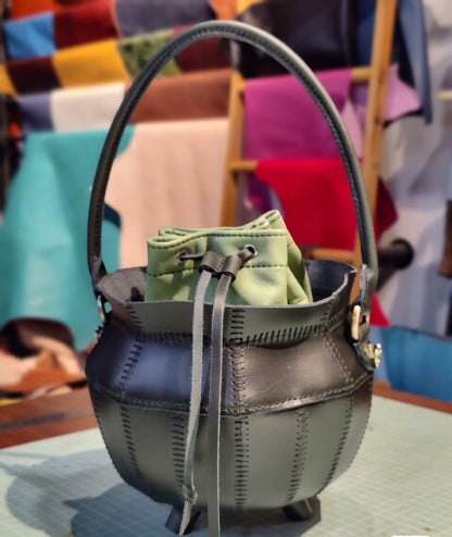 Handmade Genuine Leather Witches Cauldron Bag